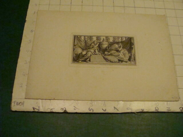 Original Engraving:1700's or 1800's - OVERWELMED LADIES, w Louvre embossing