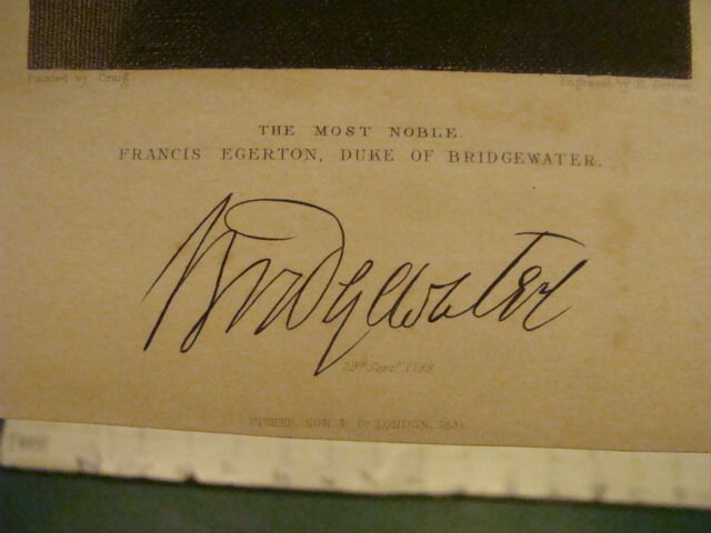 Original Engraving: 1700's or 1800's - Noble FRANCIS EGERTON duke of Bridgewater