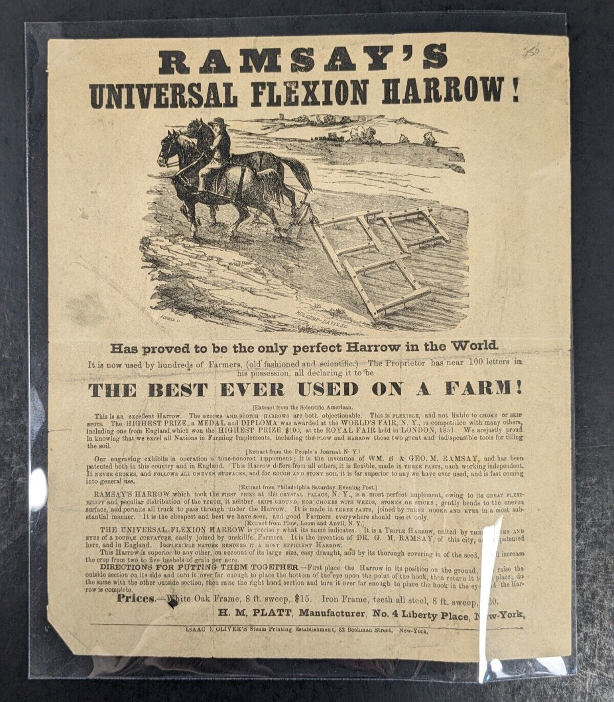 1800s Ephemera Ramsays Flexion Harrow Farming Implement Advertisement Antique