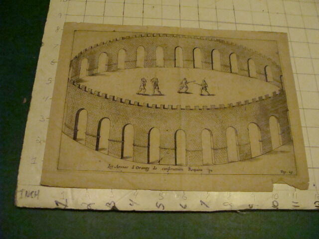 Original Engraving:1700's or 1800's - LES ARENES D'ORANGE DE CONSTRUCTION ROMAIN