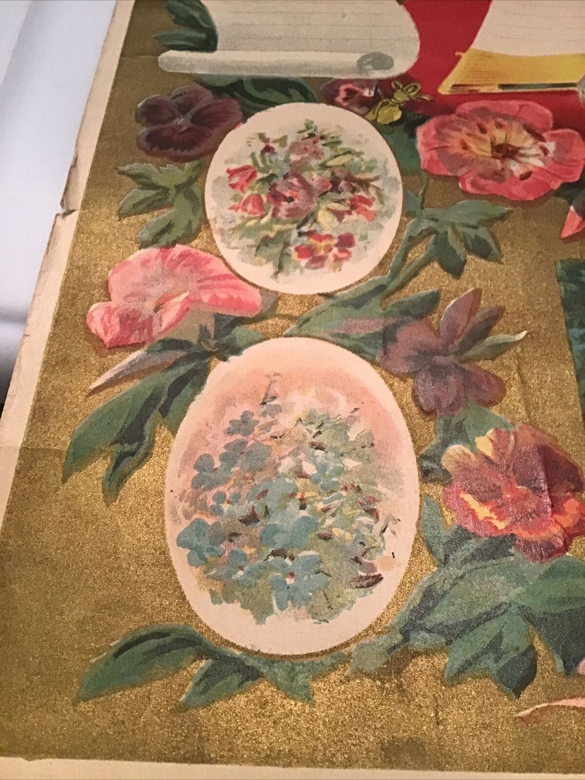 Late 1800’s God Bless Our Family Victorian Chromolithograph Blank Bright Colors