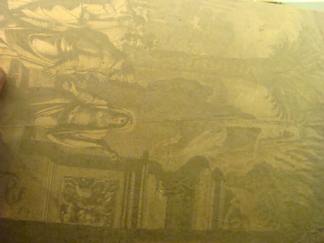 Original Engraving:1700's or 1800's - LADY pointing to monument Men, snakes 
