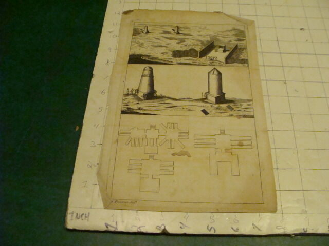 Original Engraving:1700's or 1800's - FORT AND TOWERS ??