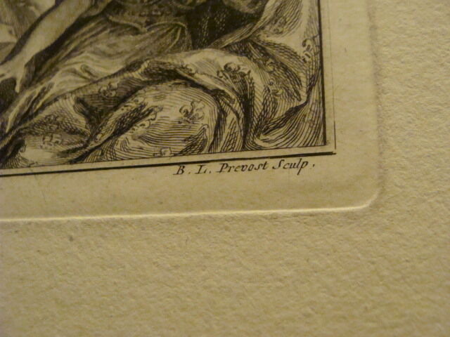 Original Engraving:1700's or 1800's - someone dying, w Louvre embossing --1767--