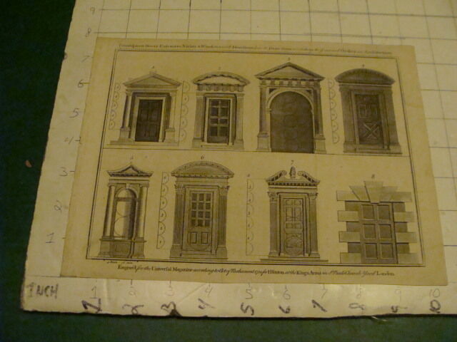Original Engraving:1700's or 1800's - ARCHITECTURE DOOR ENTRANCES --1750--