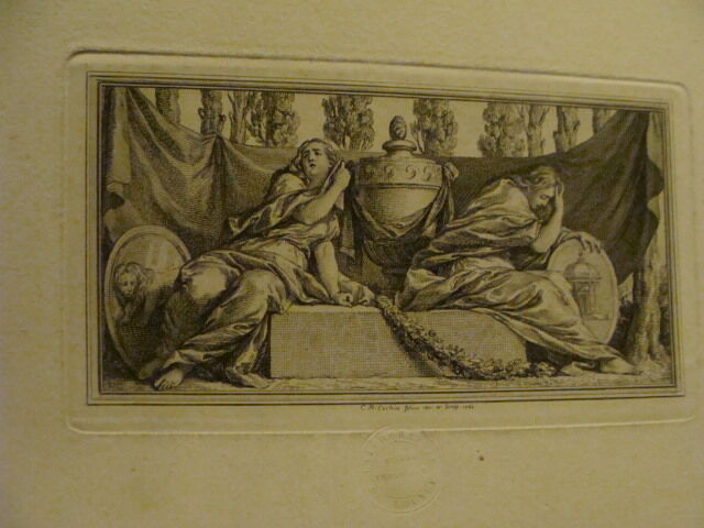 Original Engraving:1700's or 1800's - OVERWELMED LADIES, w Louvre embossing