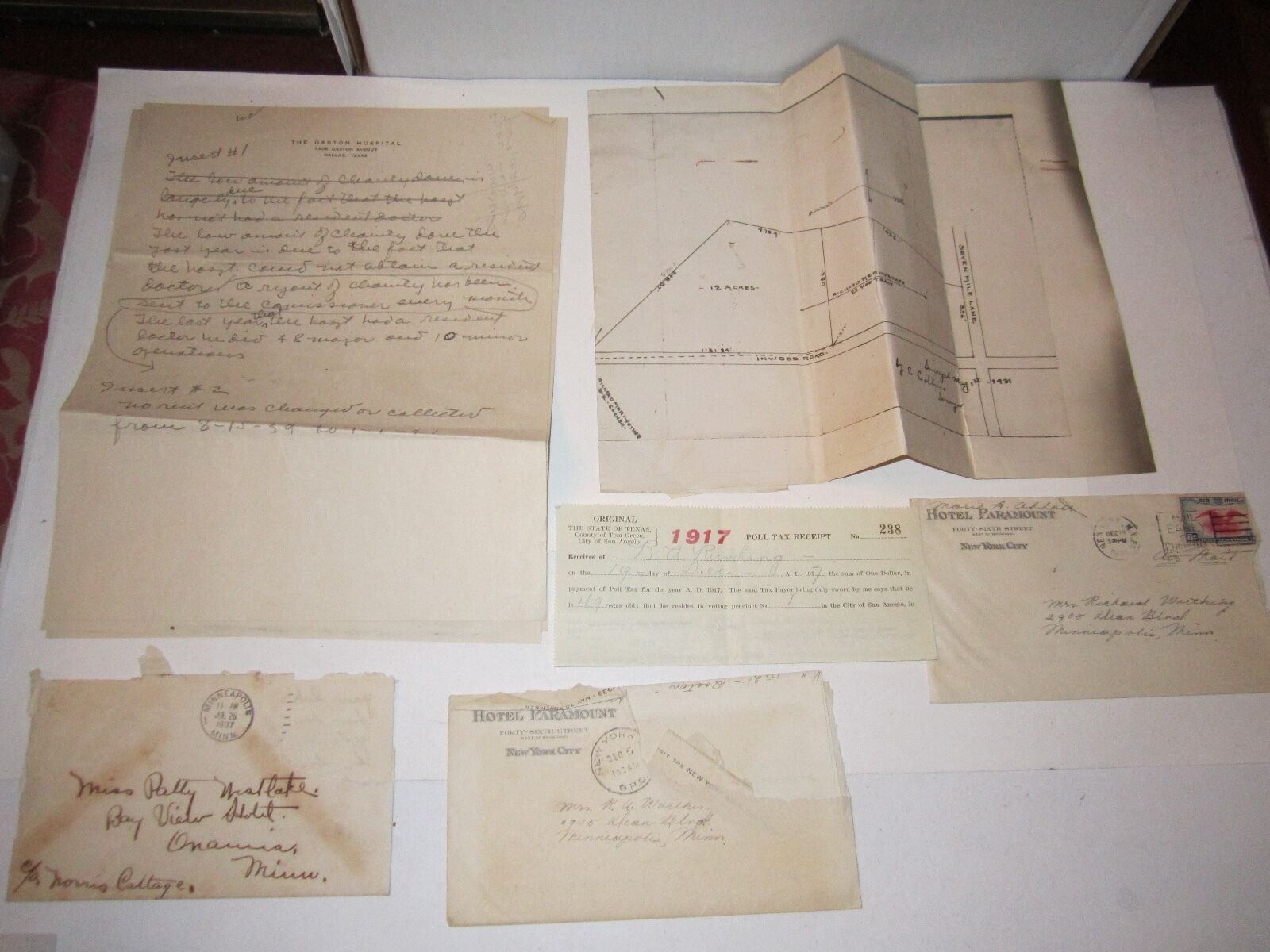 EARLY 1900'S CONTRACTS, TITLE POLICIES, POST CARDS & LETTERS - TUB OFCC