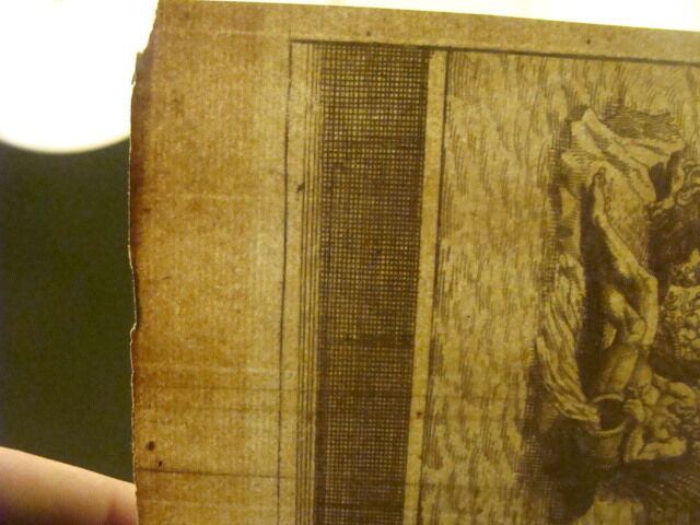 Original Engraving: 1700's or 1800's - bridge filled with people; God in Water
