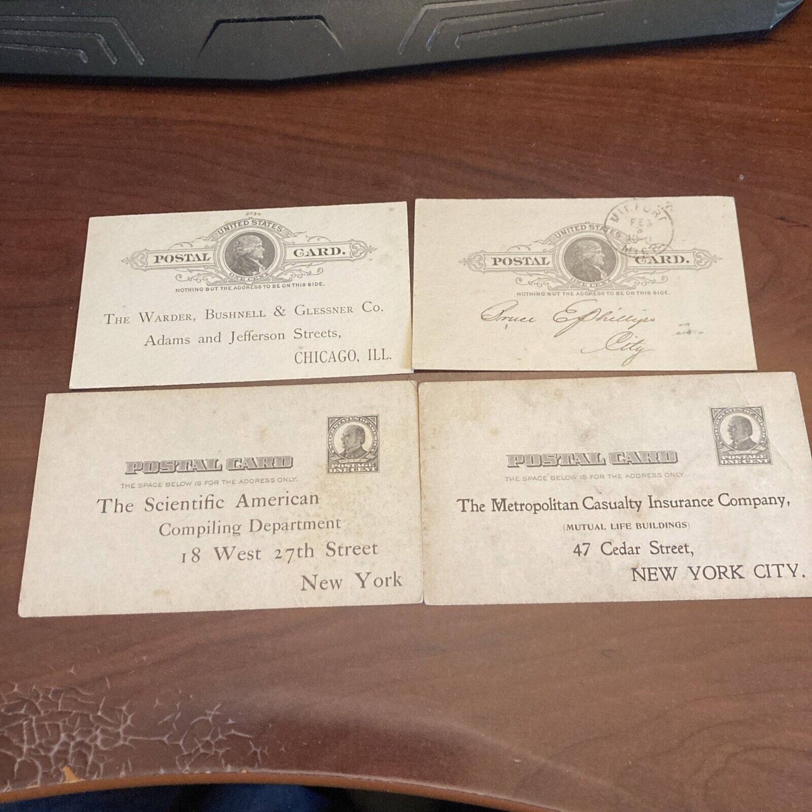 1900s Postal Card - Lot of 4 - New York City Businesses Correspondence Covers