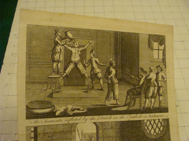 Original Engraving:1700's or 1800's - TORMENTS & DUNGEON in Dutch Amboyna