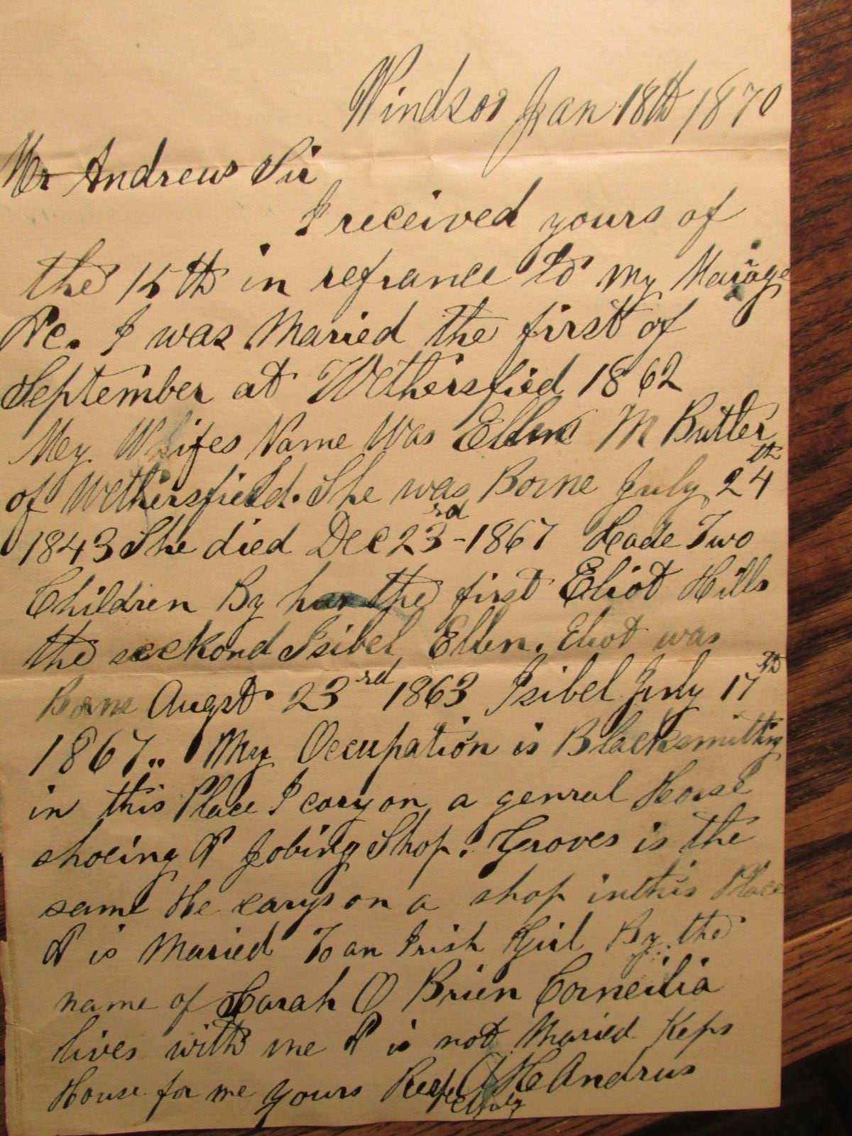 RARE 1800s Genealogy Archive Letters Ephemera Book Lot Andrews Family CT 1640