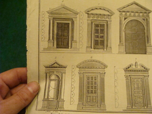 Original Engraving:1700's or 1800's - ARCHITECTURE DOOR ENTRANCES --1750--