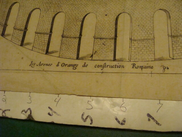 Original Engraving:1700's or 1800's - LES ARENES D'ORANGE DE CONSTRUCTION ROMAIN