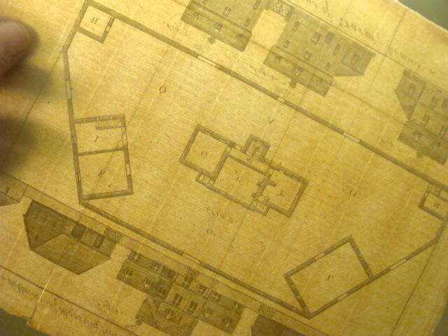 Original Engraving:1700's or 1800's  - PLAN & ELEVATIONS of FARM - houses 