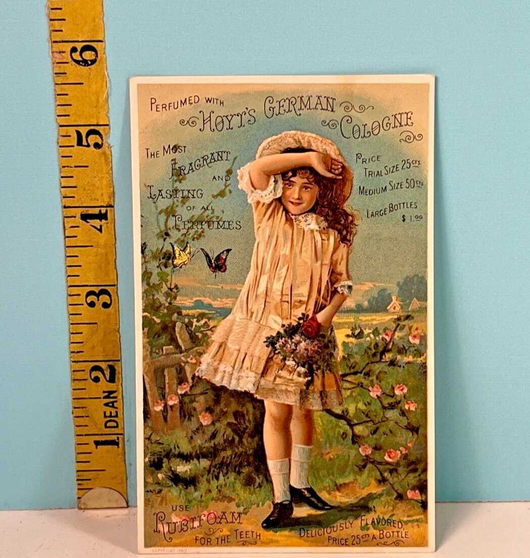 1800's Hoyts German Cologne & Rubiform for teeth Trade Card, Lowell, Mass