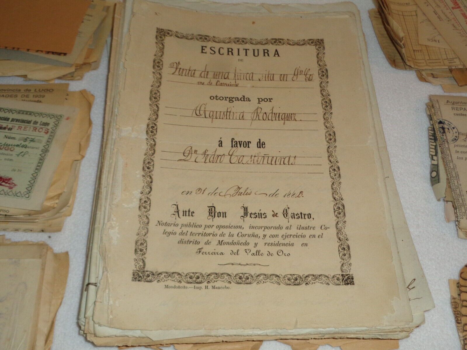 Lugo Spain Personal Papers Property Rare History 1800s 1900s Ephemera 400+ Items