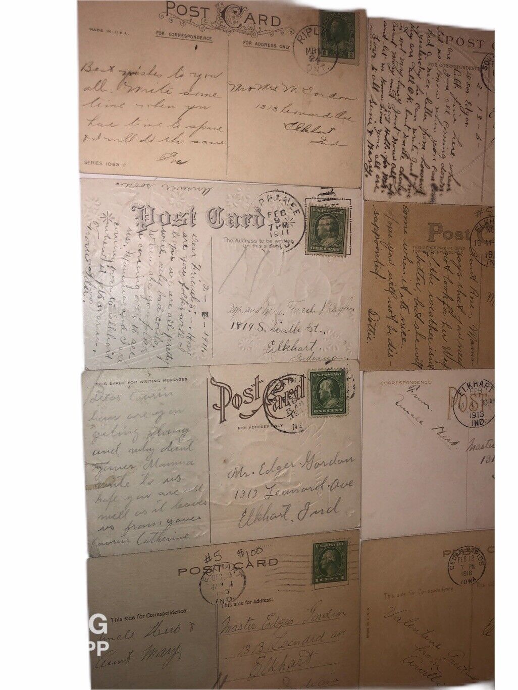 1900’s Antique Post Cards With Stamps Lot