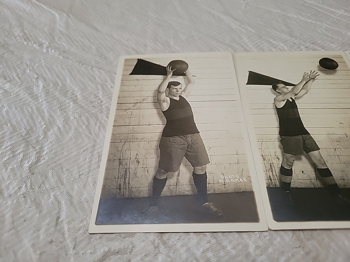 Lot Of 3 Antique Early 1900s Boys Basketball Player RPPC Post Cards