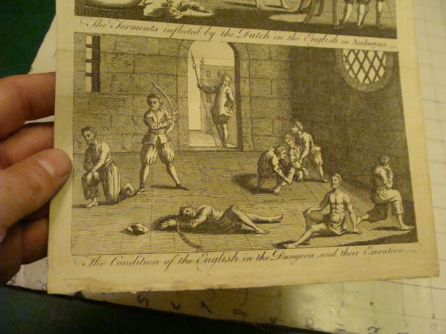Original Engraving:1700's or 1800's - TORMENTS & DUNGEON in Dutch Amboyna