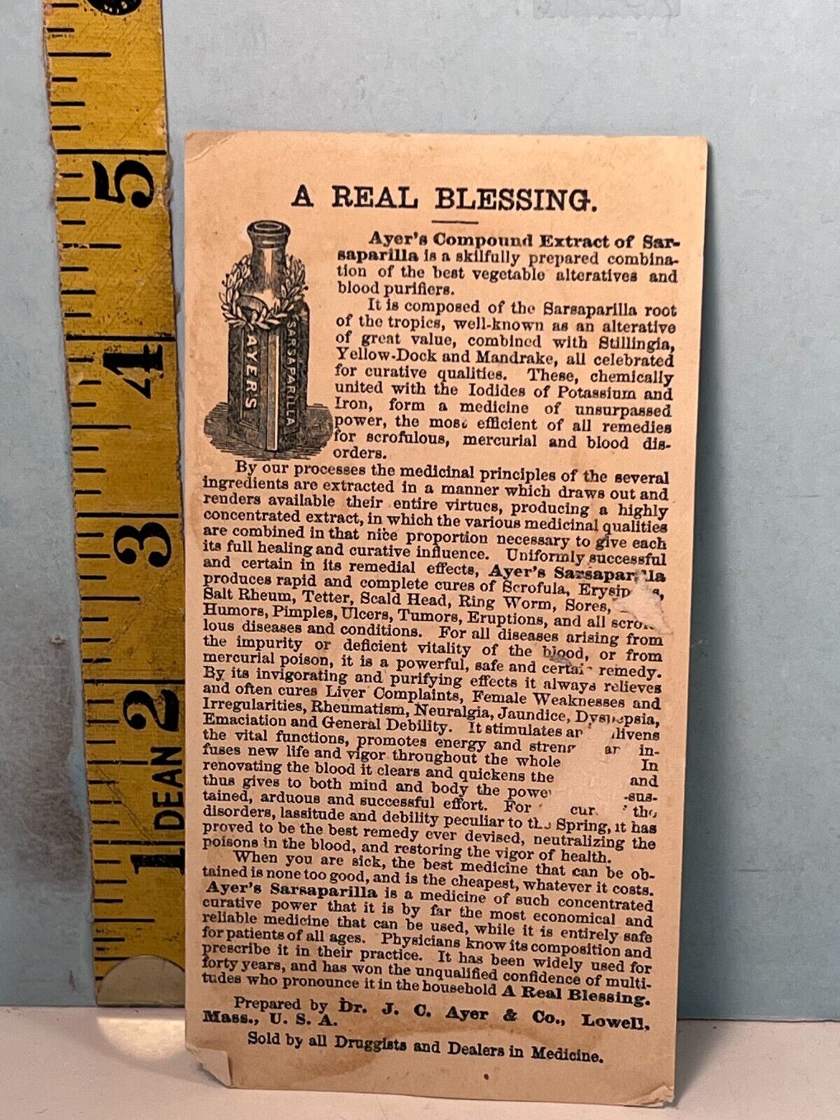 1800's Ayer's Sarsaparilla Trade Card.