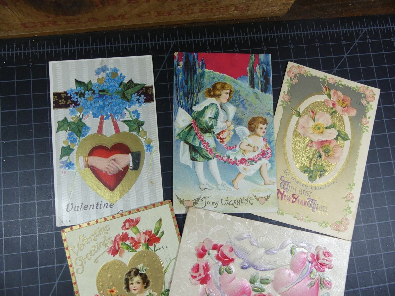 Vintage 6 Postcards Lot Valentine's Day Greeting Cards 1900s