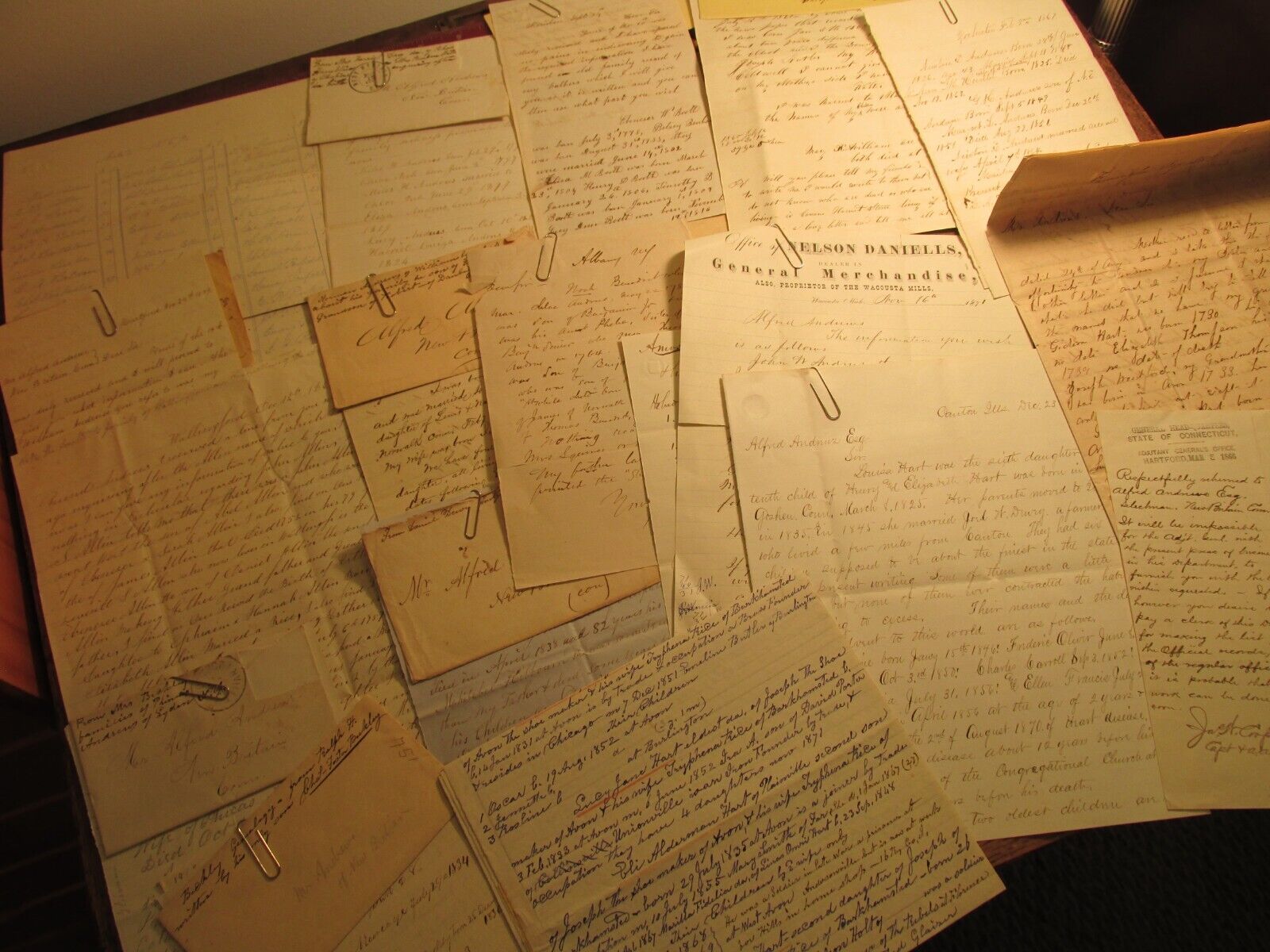 RARE 1800s Genealogy Archive Letters Ephemera Book Lot Andrews Family CT 1640