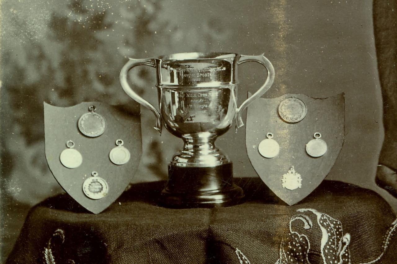 S10, 752-9, 1900s, Cabinet Card, Sport Player w/Trophy & Medals, Punjab, India