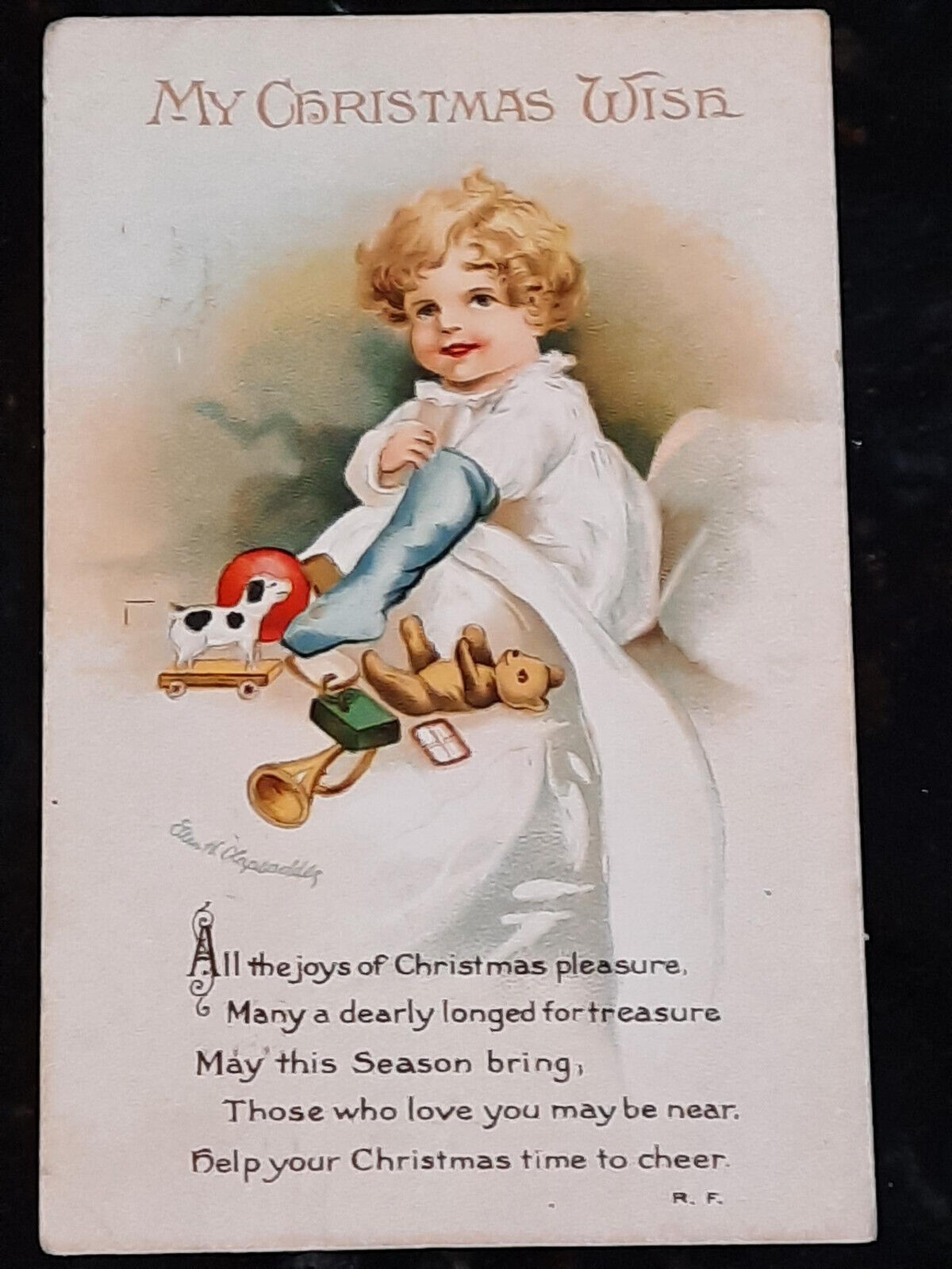 21 Vintage Christmas Greeting Cards - Postcard Style - Signed - Early 1900's