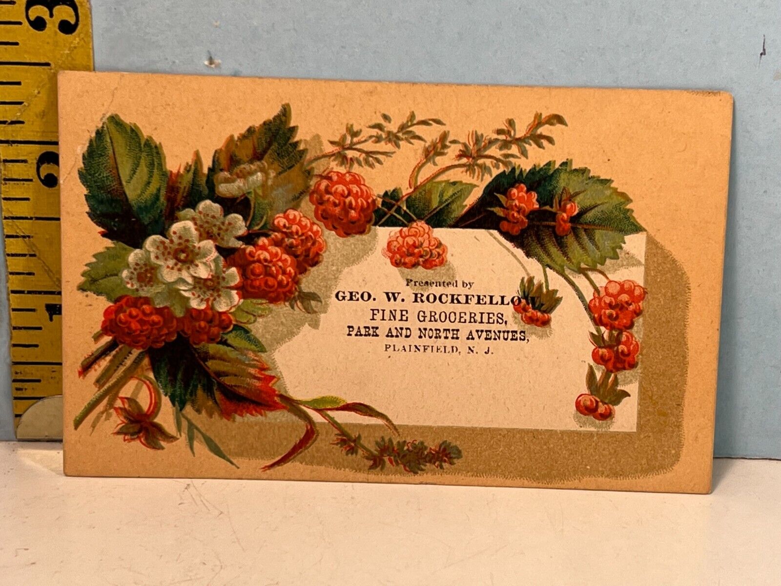 1800's Geo. Rockfellow Fine Groceries, Plainsfield, N.J. Trade Card