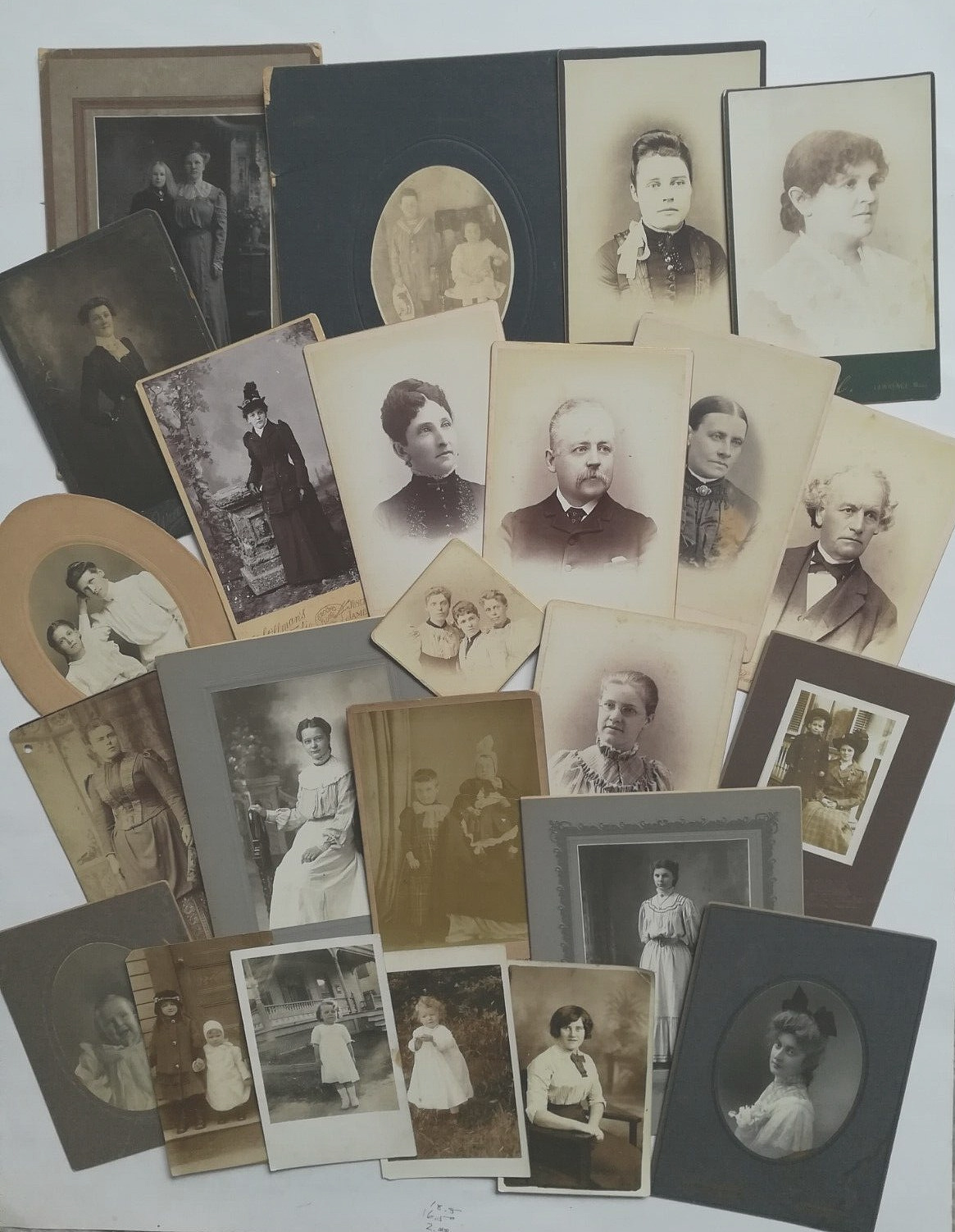 Antique 1900s Cabinet Cards -Photos Women Men Children -Lot Of 24