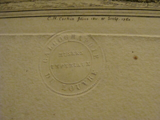 Original Engraving:1700's or 1800's - OVERWELMED LADIES, w Louvre embossing