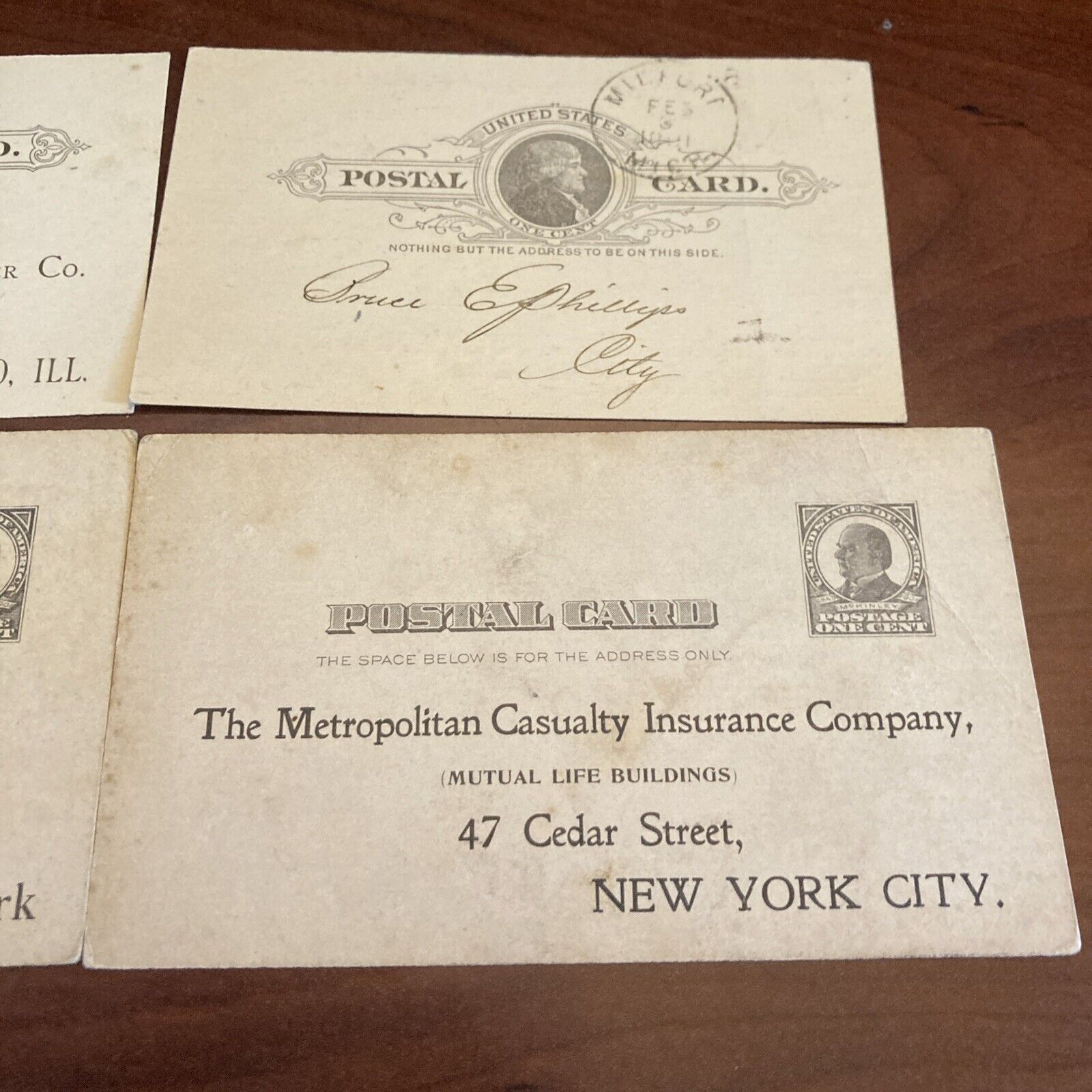 1900s Postal Card - Lot of 4 - New York City Businesses Correspondence Covers