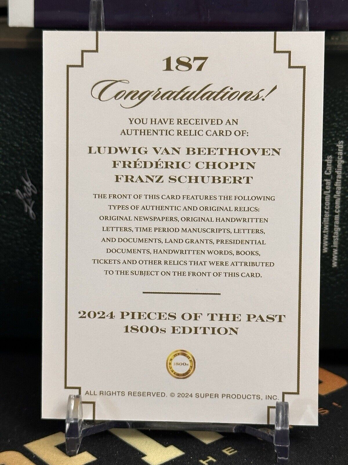 2024 PIECES OF THE PAST 1800s BEETHOVEN CHOPIN SCHUBERT TRIPLE Handwritten RELIC