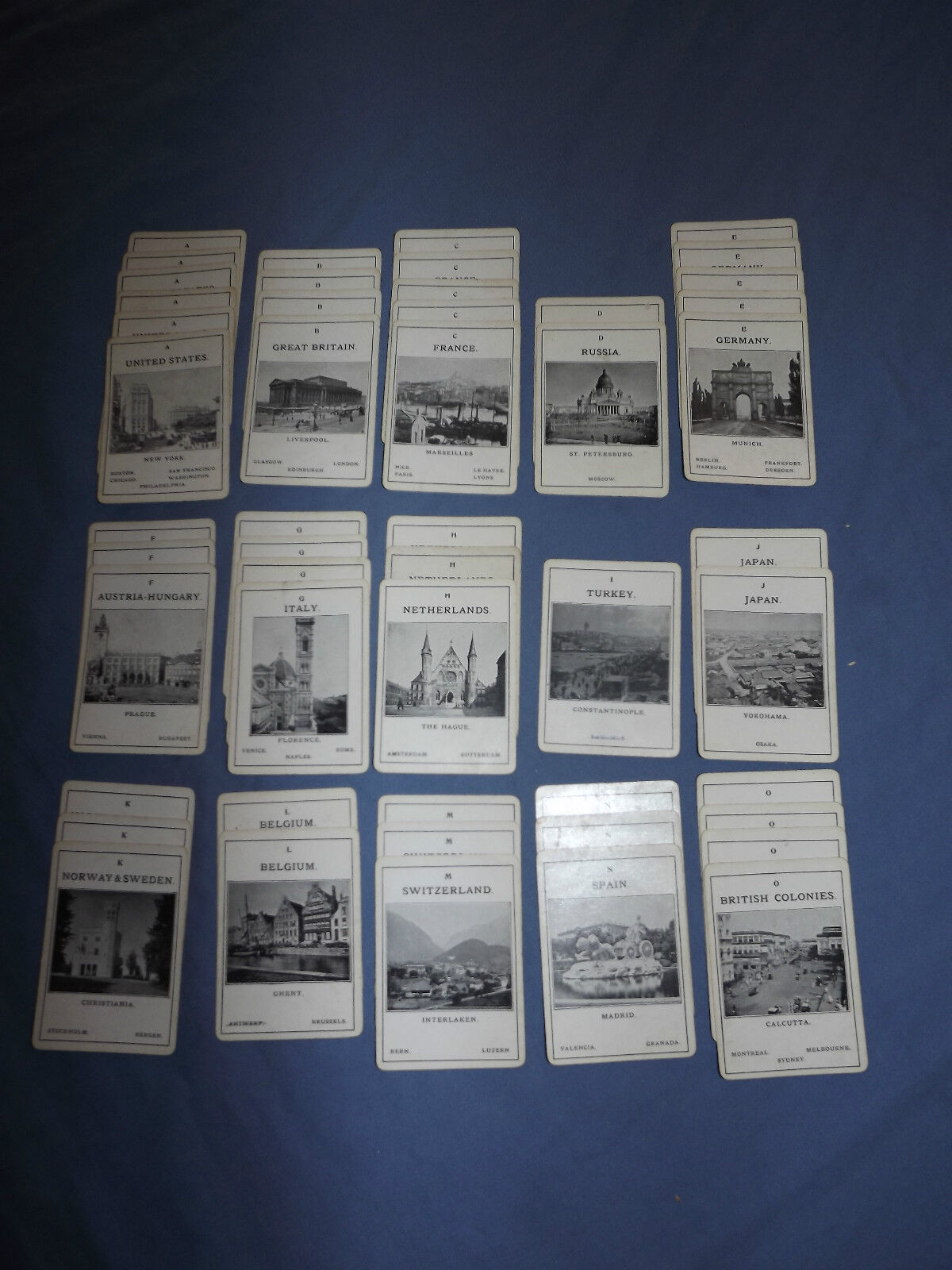 VINTAGE EARLY 1900S 50 PLAYING CARDS VARIOUS CITY & COUNTRIES