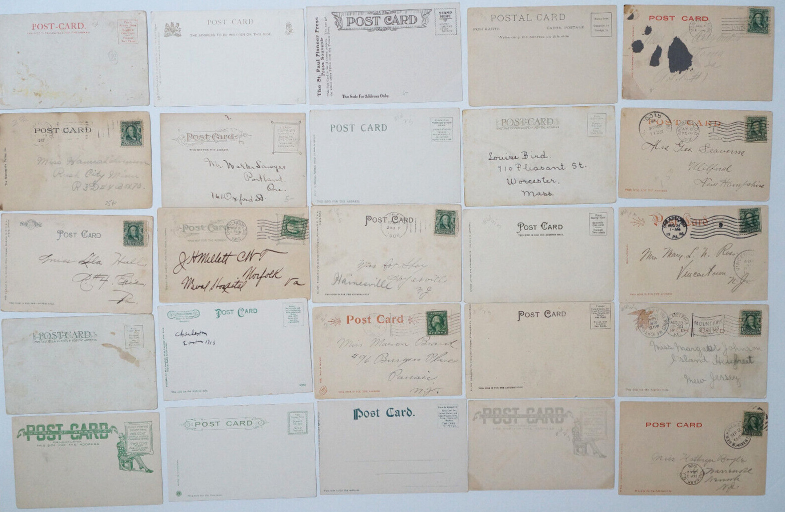 Undivided Back Postcard LOT 50 Antique Cards from 1901-1907 USA Used & Unused