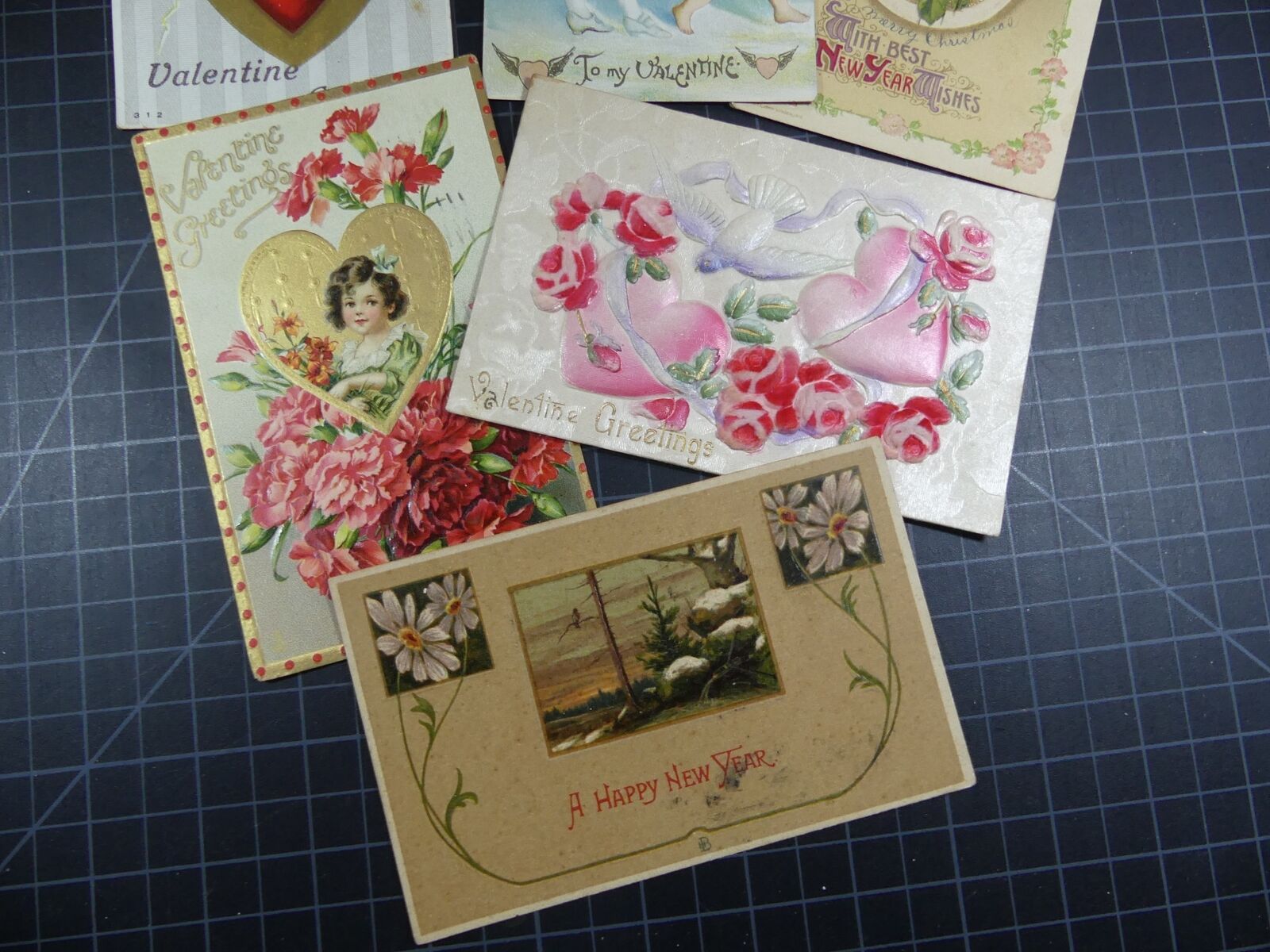 Vintage 6 Postcards Lot Valentine's Day Greeting Cards 1900s