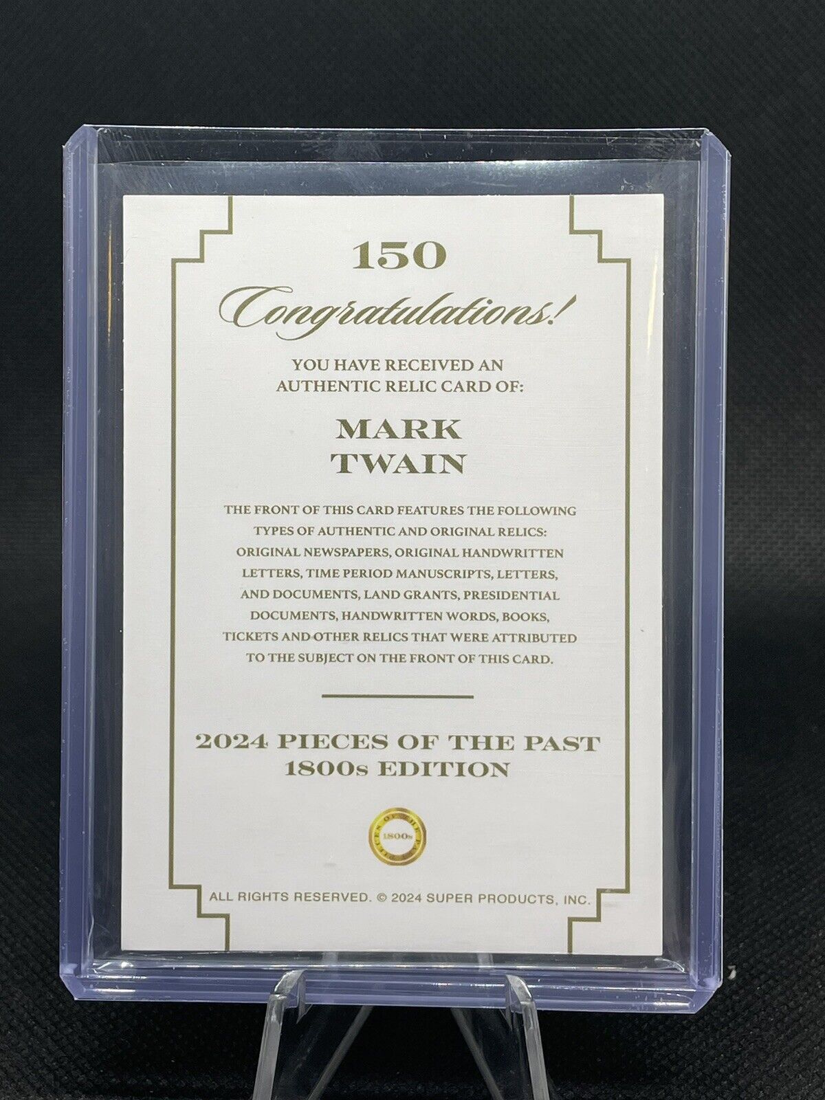 2024 PIECES OF THE PAST 1800’S MARK TWAIN AUTHENTIC RELIC CARD #150