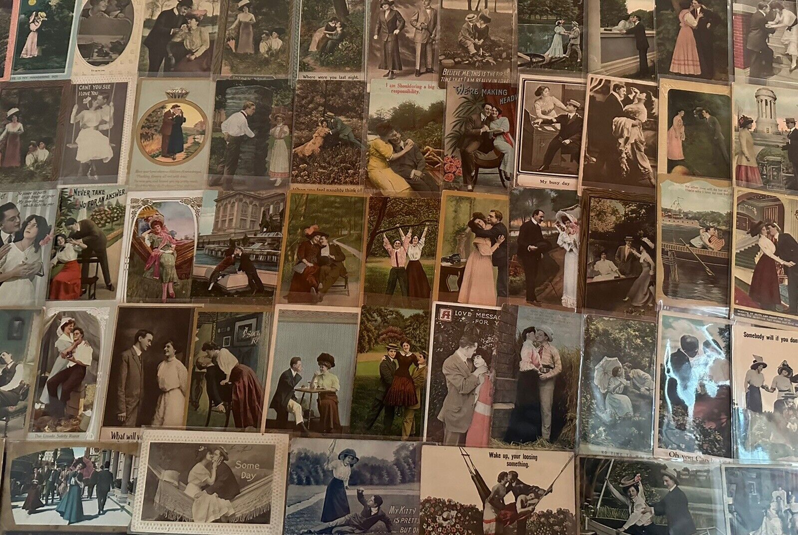 BIG LOT of 100 Romantic~SENTIMENTAL Lovers COURTSHIP~Romance 1900's ~POSTCARDS~