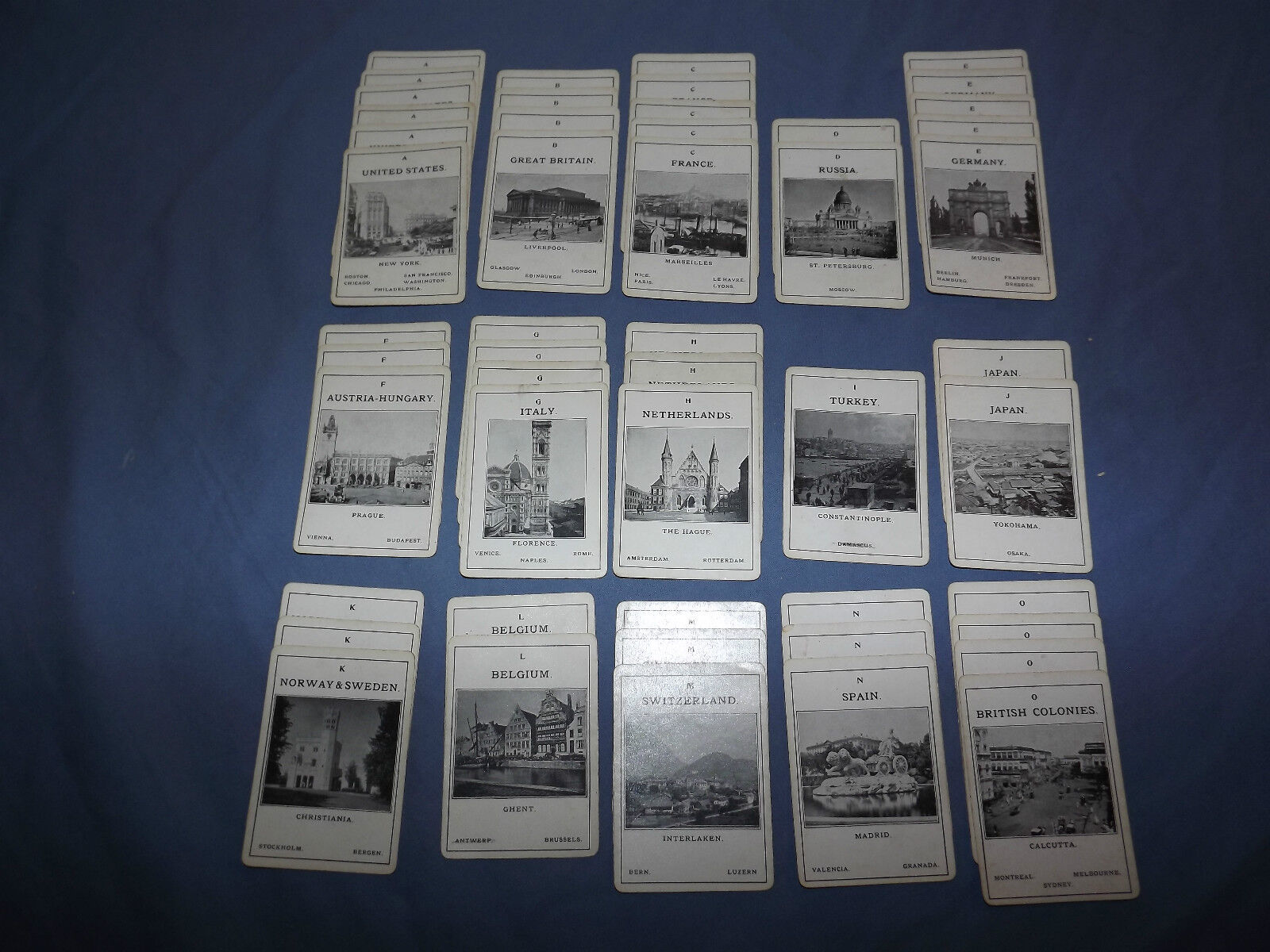 VINTAGE EARLY 1900S 50 PLAYING CARDS VARIOUS CITY & COUNTRIES