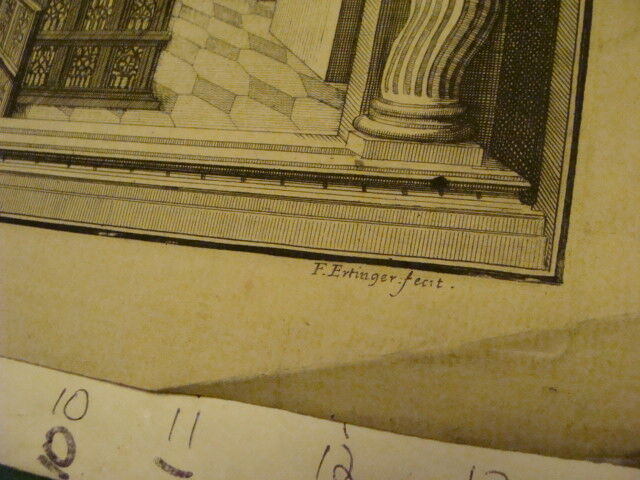 Original Engraving:1700's or 1800's - INSIDE CHURCH, unknown,  F. Ertinger 