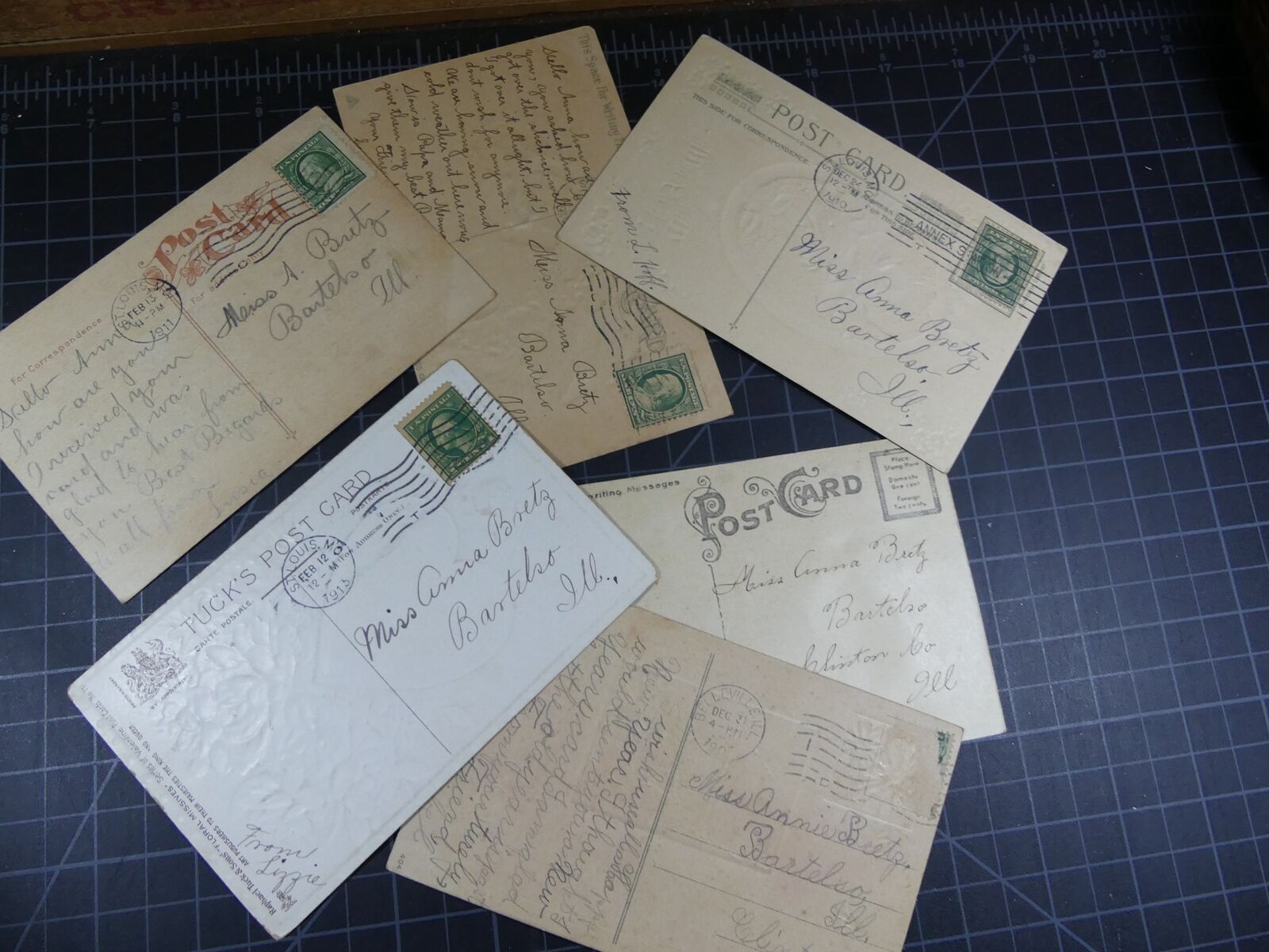 Vintage 6 Postcards Lot Valentine's Day Greeting Cards 1900s