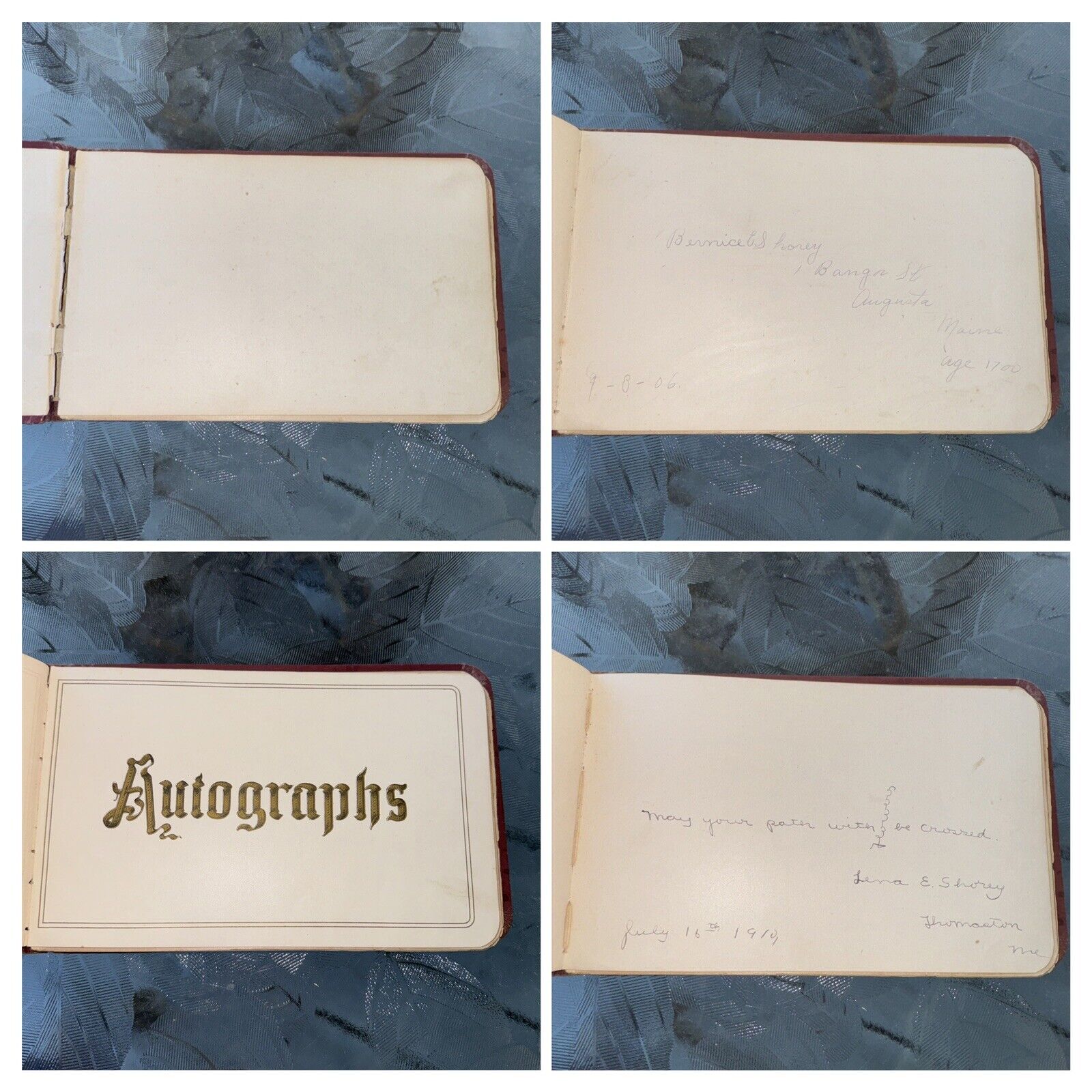 1800s & 1900s Victorian Autographs Book Genealogy Augusta Maine Antique Decor