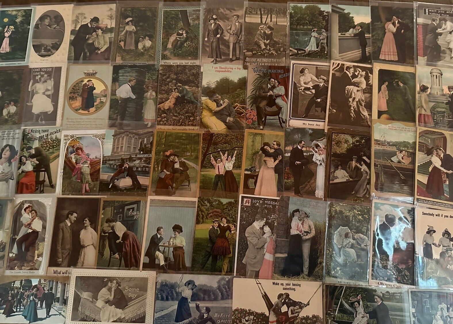 BIG LOT of 100 Romantic~SENTIMENTAL Lovers COURTSHIP~Romance 1900's ~POSTCARDS~
