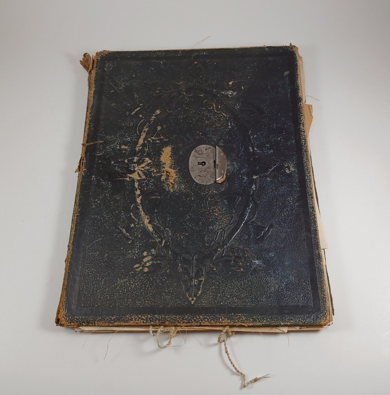 Antique 19th C Leather Folder With 1891 Report And More, 1800s Ephemera