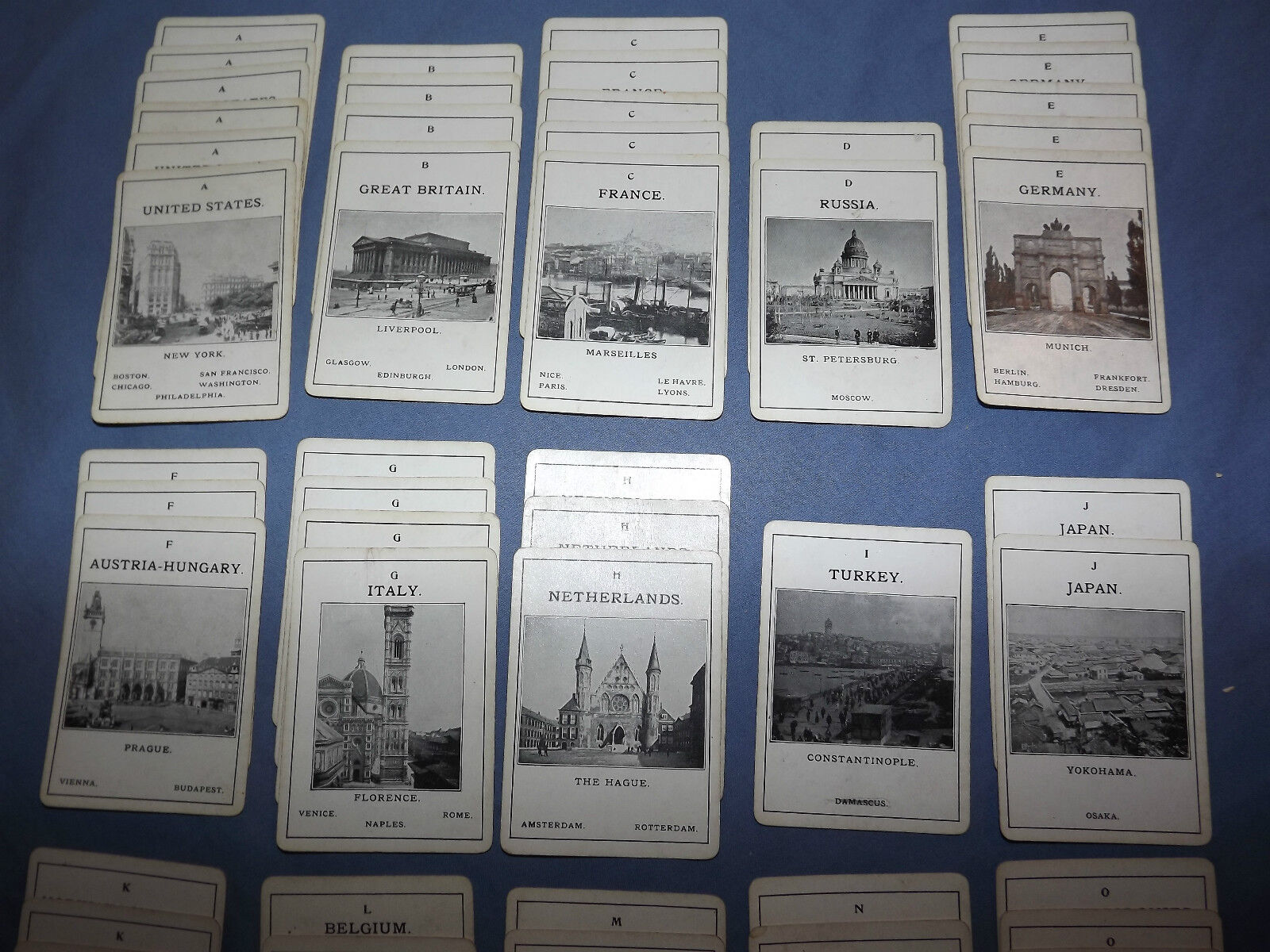 VINTAGE EARLY 1900S 50 PLAYING CARDS VARIOUS CITY & COUNTRIES