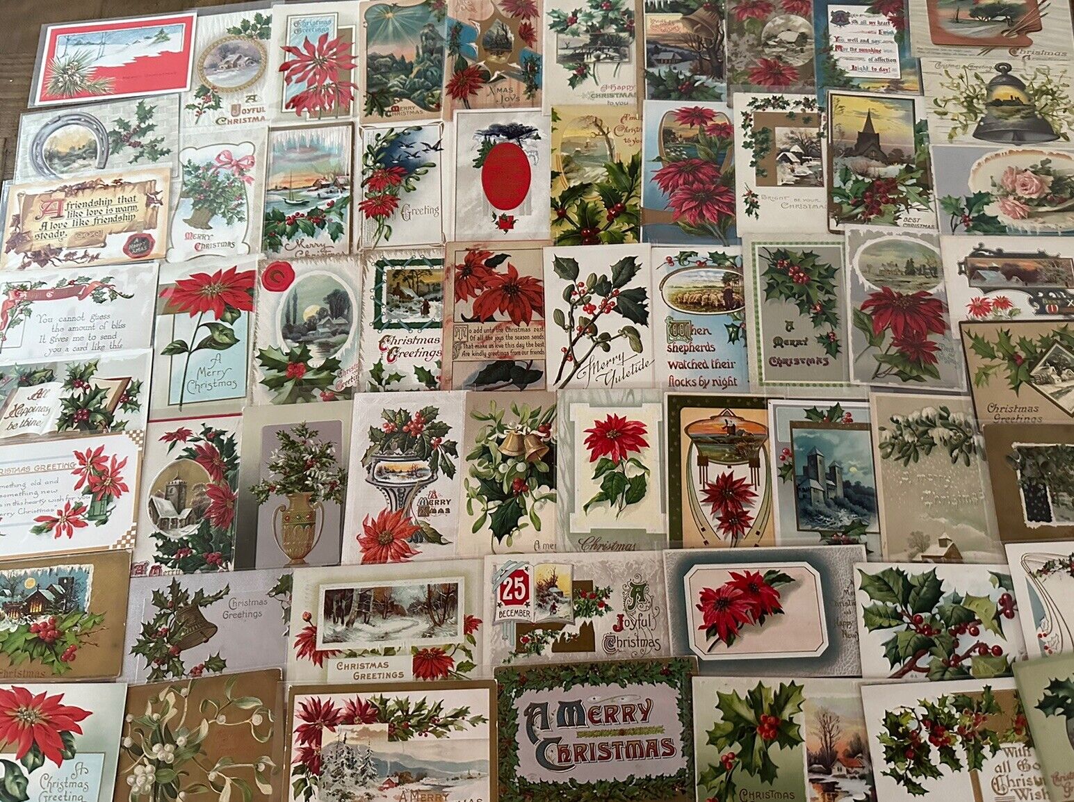 Big Lot of ~55 Vintage 1900's Christmas~Antique~ Xmas Postcards~in sleeves~k-442