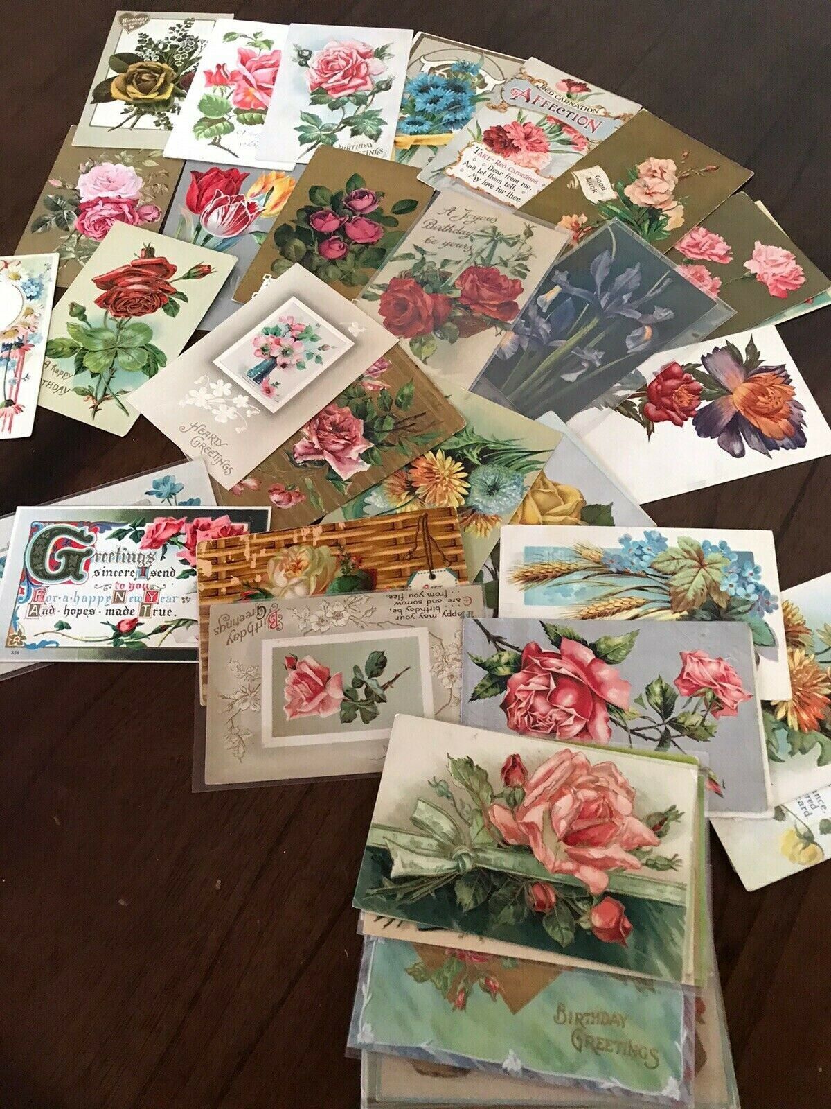 Lot of 25 Vintage 1900’s Greetings Postcards ~Antique-In Sleeves~Free Shipping!