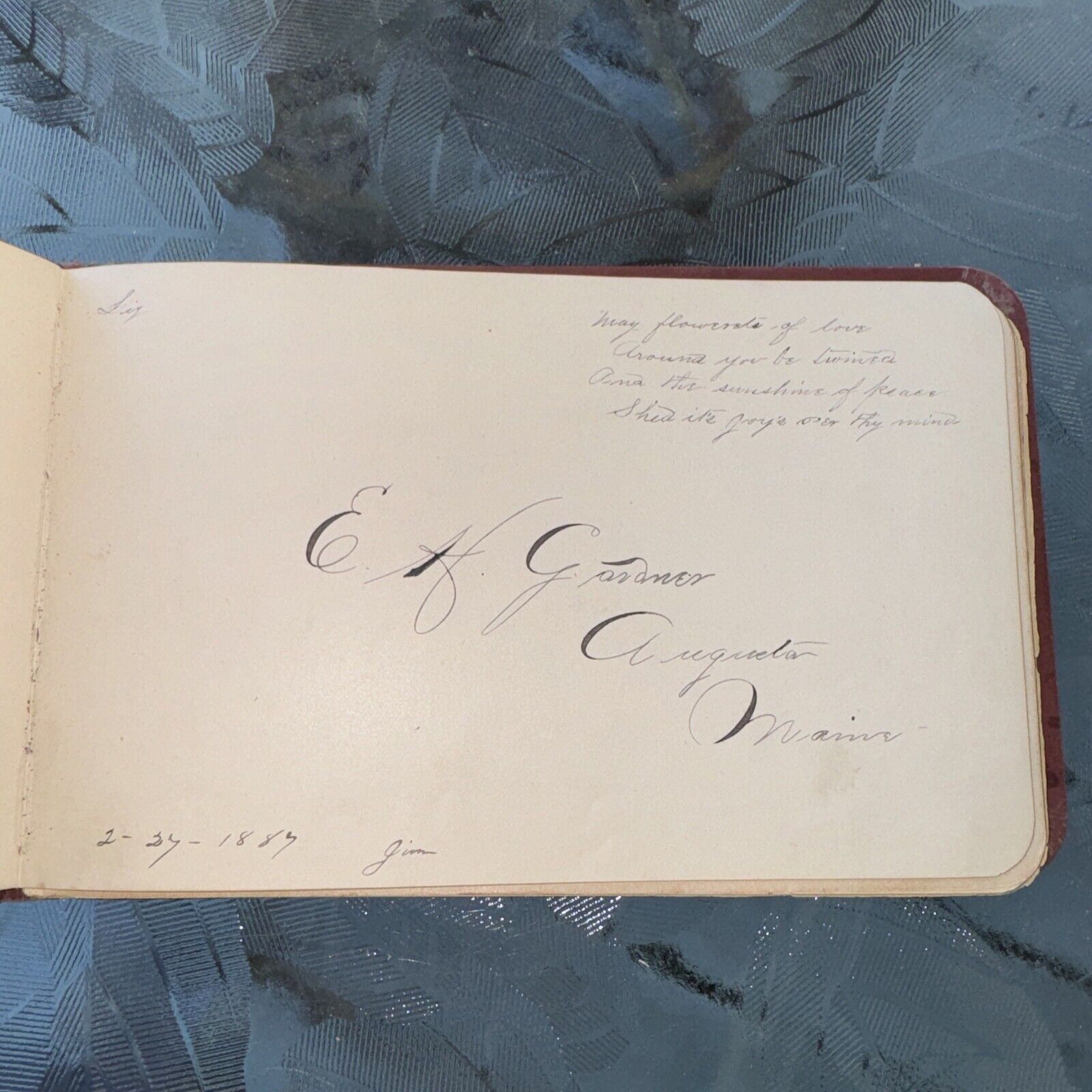 1800s & 1900s Victorian Autographs Book Genealogy Augusta Maine Antique Decor
