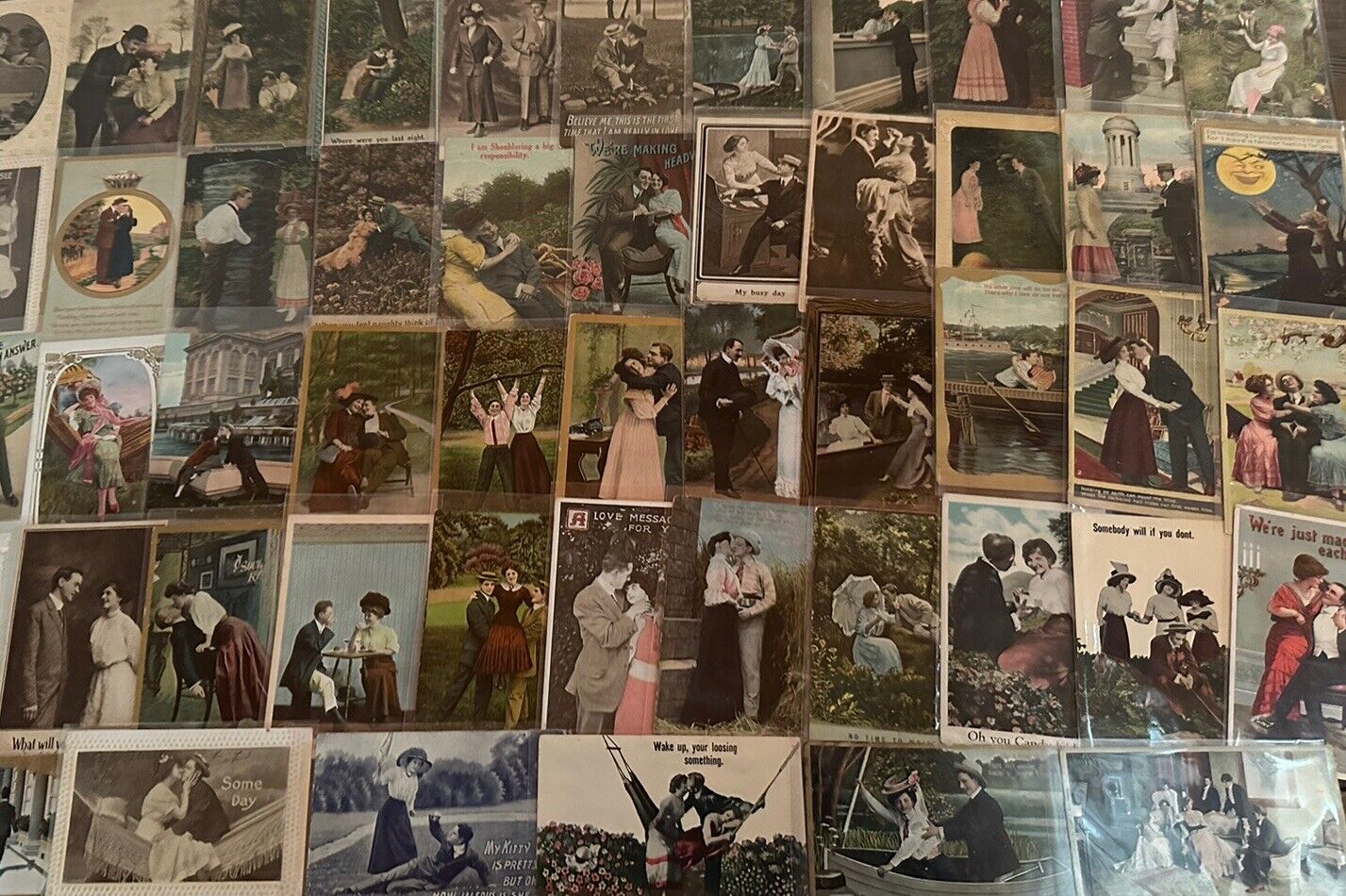 BIG LOT of 100 Romantic~SENTIMENTAL Lovers COURTSHIP~Romance 1900's ~POSTCARDS~