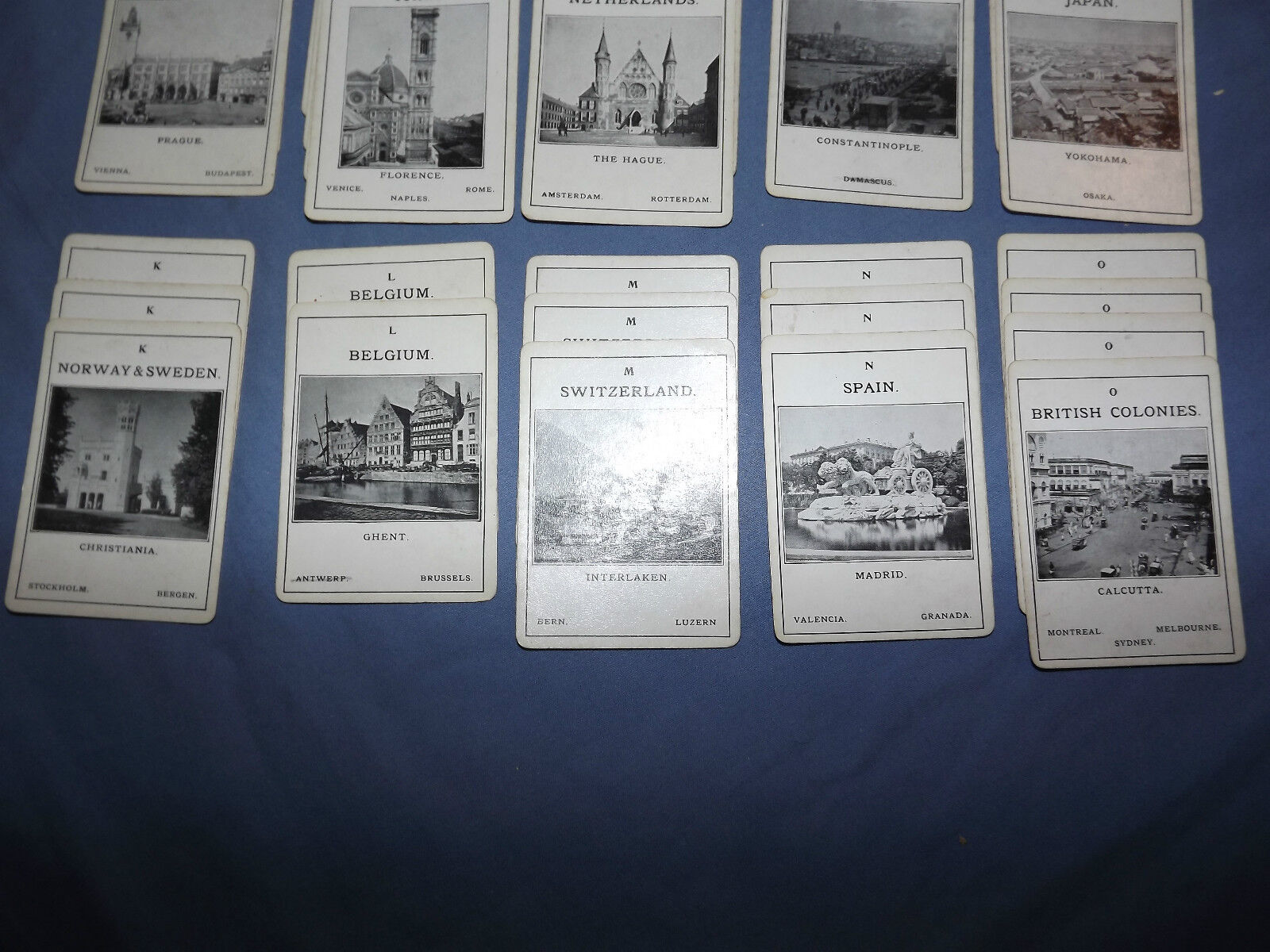VINTAGE EARLY 1900S 50 PLAYING CARDS VARIOUS CITY & COUNTRIES